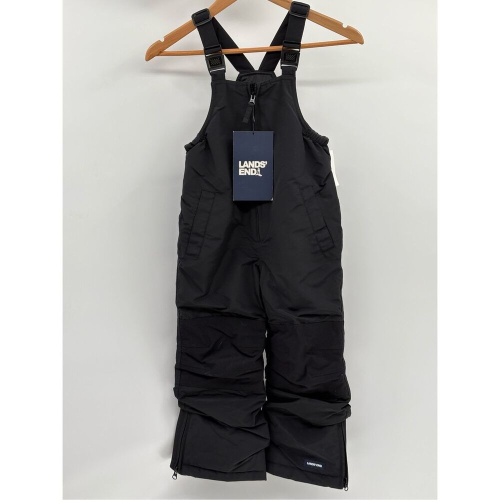 Land's End Snow Bib Squall Kids Size 4 Boys Girls Black New Snow‎ Winter New